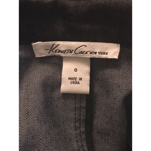 KENNETH COLE NEW YORK JEANS JACKET CROPPED DARK WASH 3/4 SLEEVE FRONT/ZIP - Picture 7 of 8